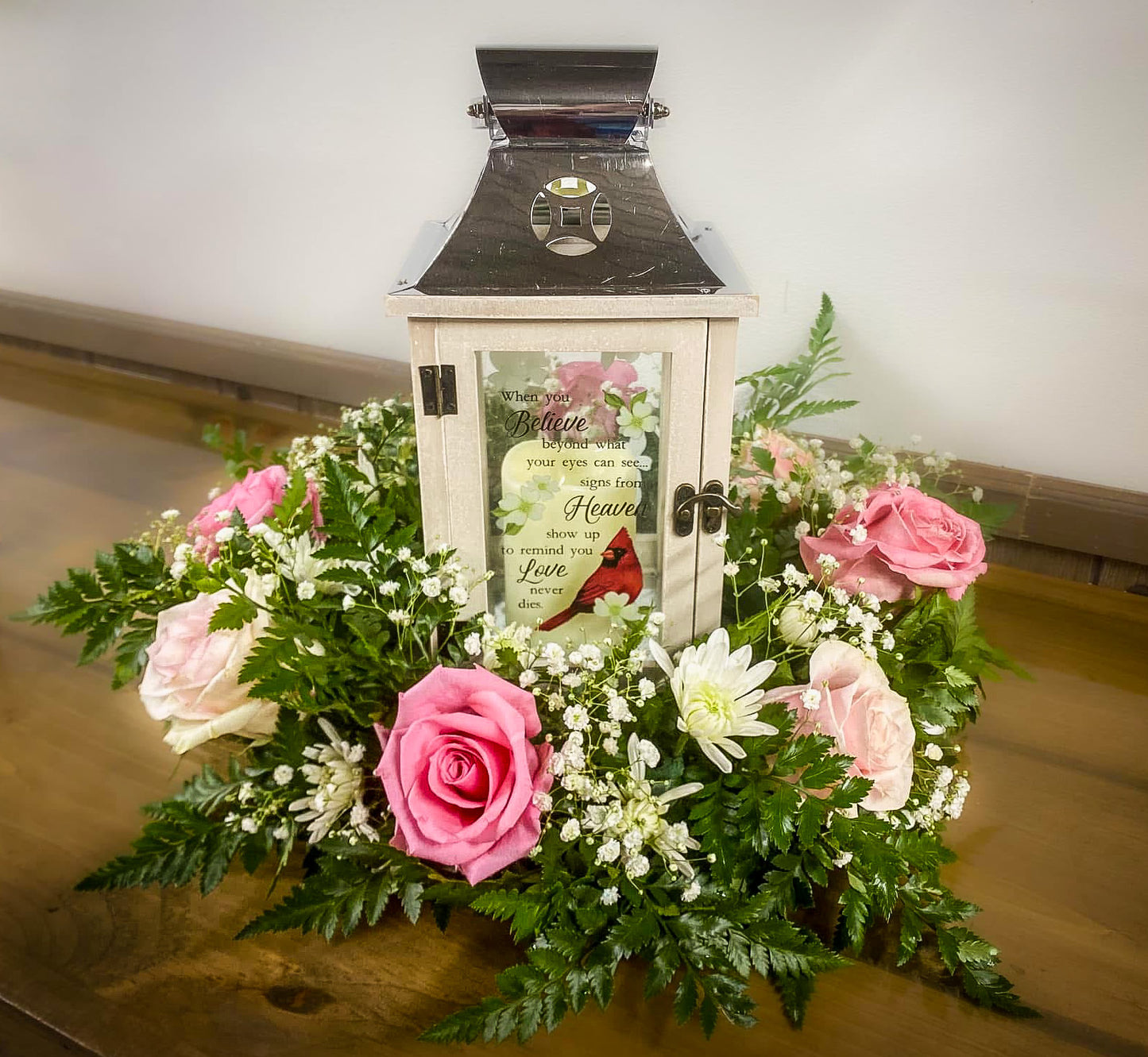 Fresh Floral Lantern Arrangement